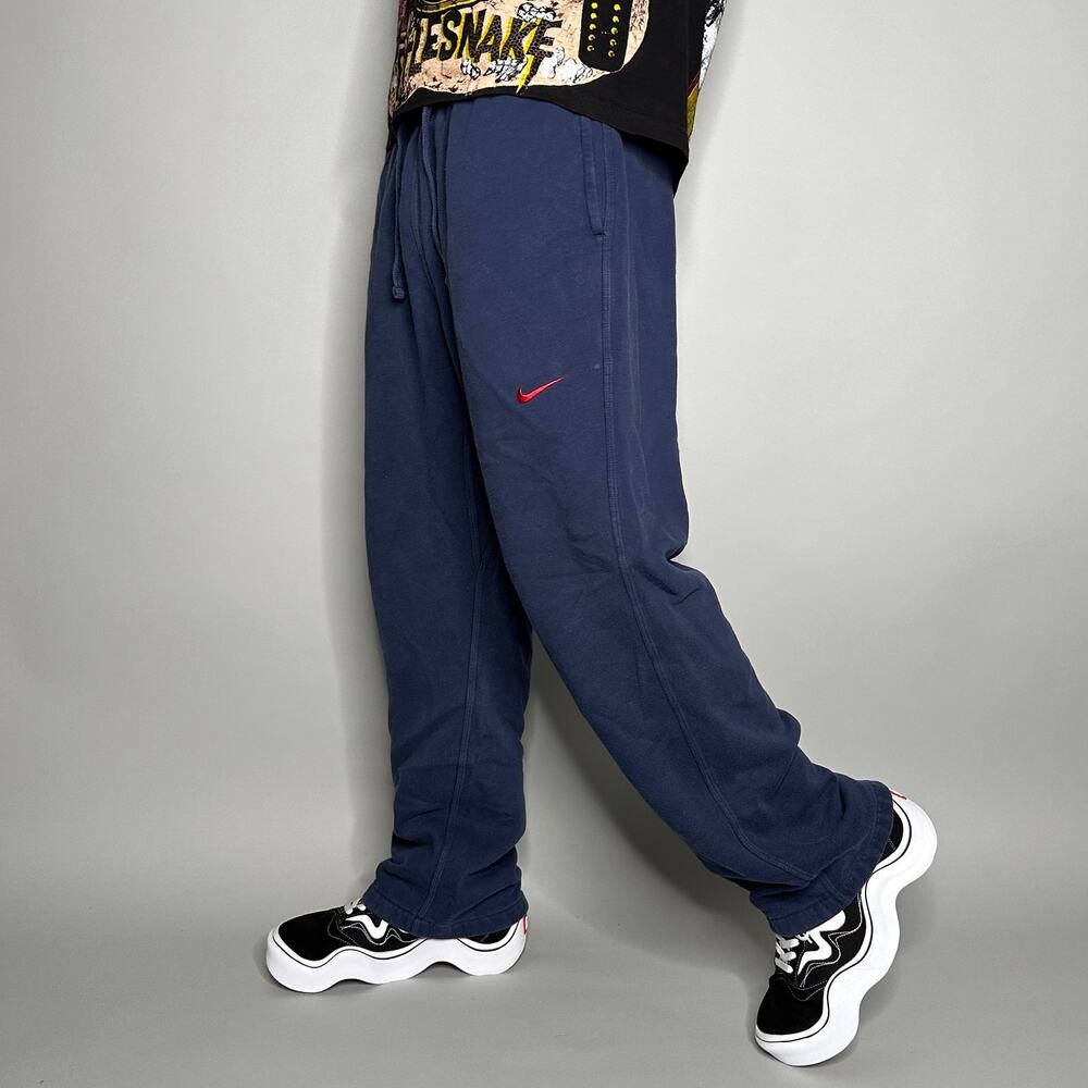 Vintage Y2K Nike Sweatpants Mens XL Baggy Navy Blue Cotton Embroidered Swoosh